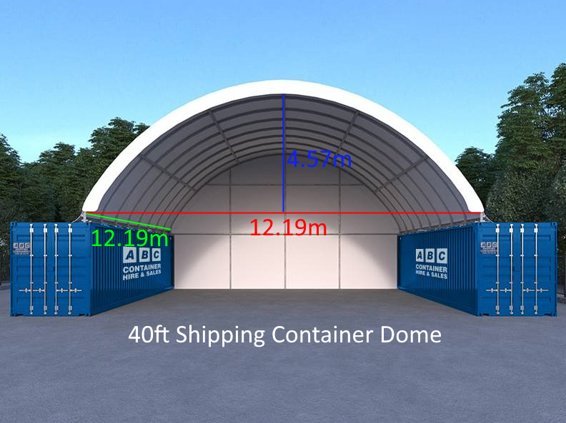 40' Wide x 40' Long Shipping Container Dome